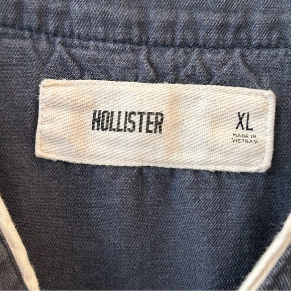 Hollister Relaxed Logo Baseball Shirt Navy Blue Men's Jersey Los Angeles Cali XL - Picture 7 of 8
